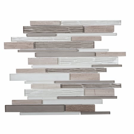 Apollo Tile Sample, Gray Stone Waterfall 11.8"x11.8" Glass & Marble Mosaic Tile APLCAS99011EC21 Sample